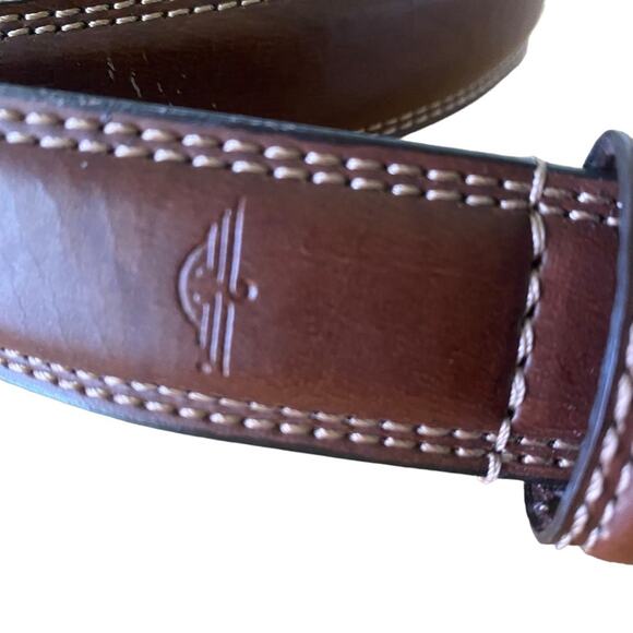 Men's Dockers Size 40/100 Brown Belt Style 11DO0168 Genuine Leather Silver Buckl - Picture 4 of 12